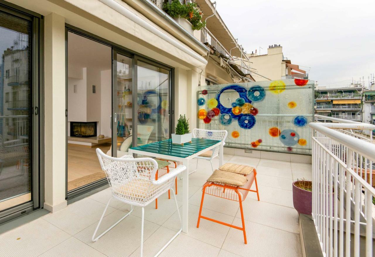 Stylish 3-Bedroom Apartment & Terrace Tesalonika Bagian luar foto